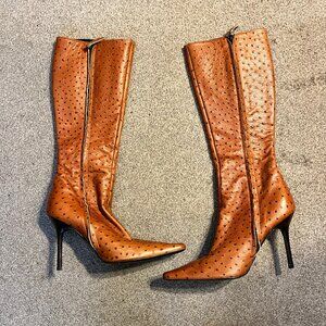 Giuseppe Zanotti Tall  Ostrich Leather Boots in Size Euro 37